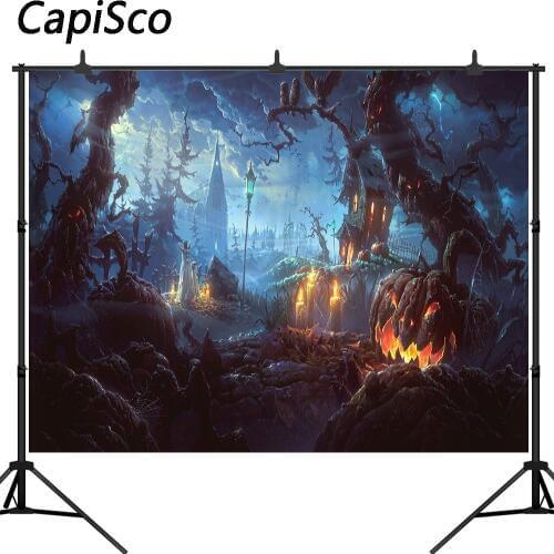 Capisco backgrounds for photography studio dark magical castle terror forest Pumpkin cloud Halloween backdrop photocall