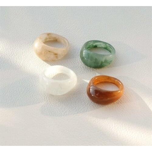 53134 new transparent resin ring creative round simple girl fashion tail ring