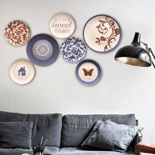 Creative pendant wall decorated ceramic palte background home restaurant living room decoration plate wall hanging plate