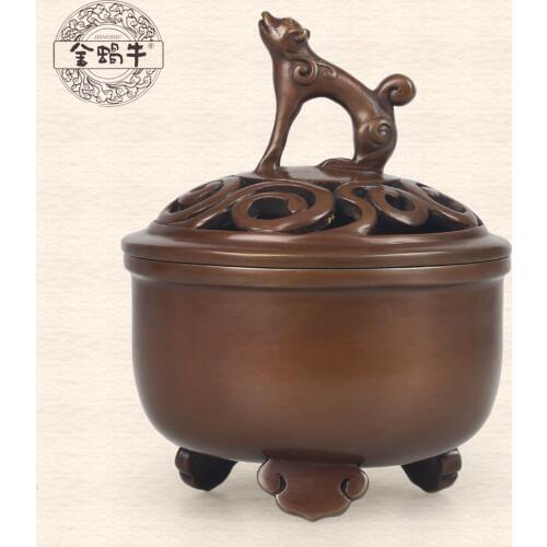 Incense 8# bases of pure copper auspicious animals smoked incense burner copper handmade copper furnace smoke incense road
