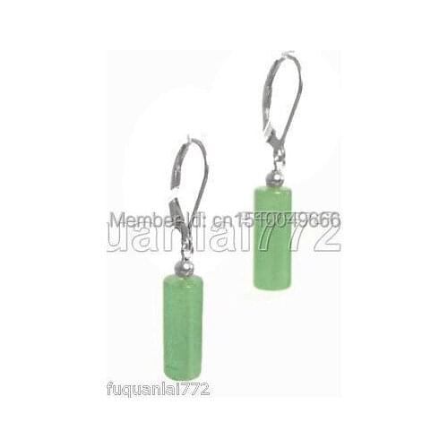 GENUINE NATURAL GREEN AVENTURINE QUARTZ SILVER LEVER BACK EARRINGS