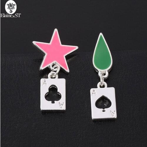 Wholesale 10 Pcs Hunter×Hunter Five-Pointed Star Hisoka Teardrop Earrings Same Earrings Cosplay Accessories