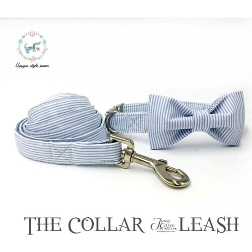 Dog Collar And Perro Leash With Bow Tie Cotton Dog &Cat Necklace For Pet Gift Products Striped