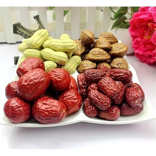 Foam red dates jujube fake fruit dry fruits model store shop home cabinet decoration photo props teaching toys faux fruit model