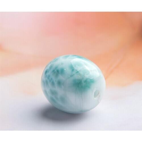 Genuine Natural Blue Larimar Gems Healing Crystal Barrel Bead Pendant Women Lady Necklace 17x16mm
