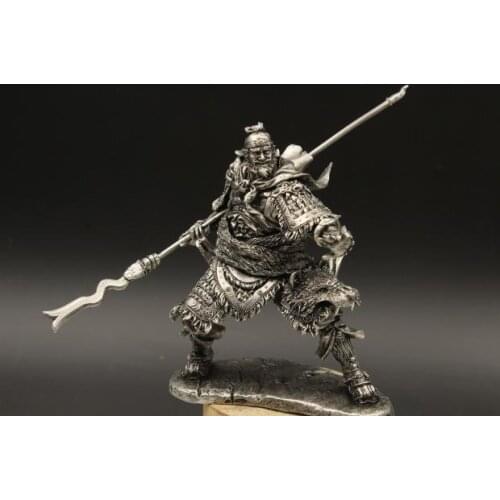 Romance Of The Three Kingdoms Zhang Fei Figurines 1/18 90mm Tin Metal Ancient Chinese Soldiers General Commanding Decoration