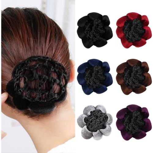 1Pc Ballet Crochet Snood Hair Nets Lace Velet Edge Bun Cover Elastic Women Fashion Hair Ballet Dance Skating Styling Tool