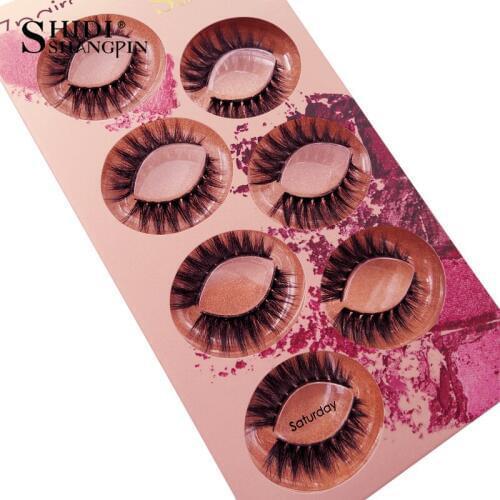 SHIDISHANGPIN Fluffy 7 pairs one box Mink Eyelashes Wispy Lashes Makeup Natural Mink Lashes Fake Eyelash cilios maquiagem