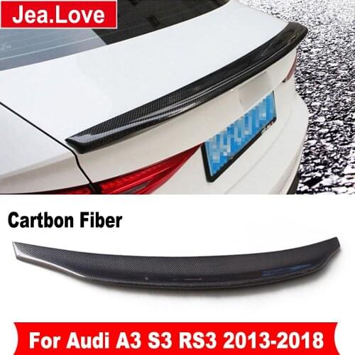 Real Carbon Fiber Car Rear Wing Roof Trunk Spoiler For Audi A3 S3 RS3 2013-2018 Car Styling Turning Modification