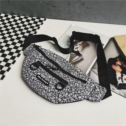 Hip-Hop Reflective Waist Bag Street Luminous Bag Girls Running Bag Student Cross-Body Small Chest Bag