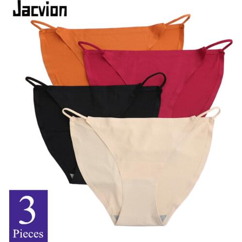 3Pcs/Set Seamless Underwear Female Slip Silk Womens Plain Color Panties Ladies Underpants Girls Briefs Smooth Panty