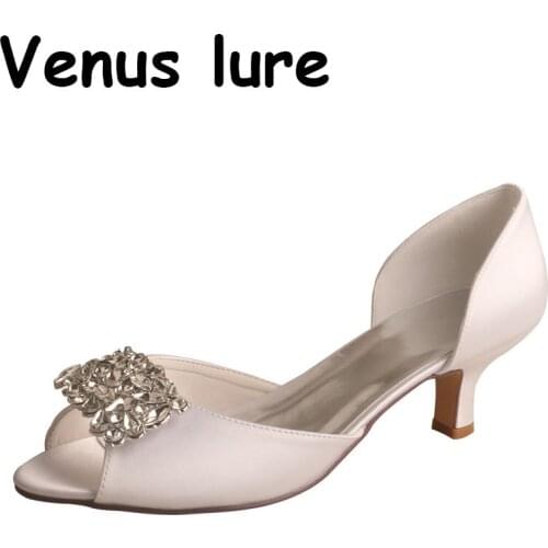22 Colors Peep Toe White Color Shoes Wedding for Women Low Heel Bridal Pumps 5CM