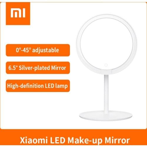 Xiaomi Mijia LED Makeup Mirror 0°-45° Adjustable Three Gears 900lux Soft Light 6.5 Inches HD Silver-Plated Mirror 2000mAh Ra92