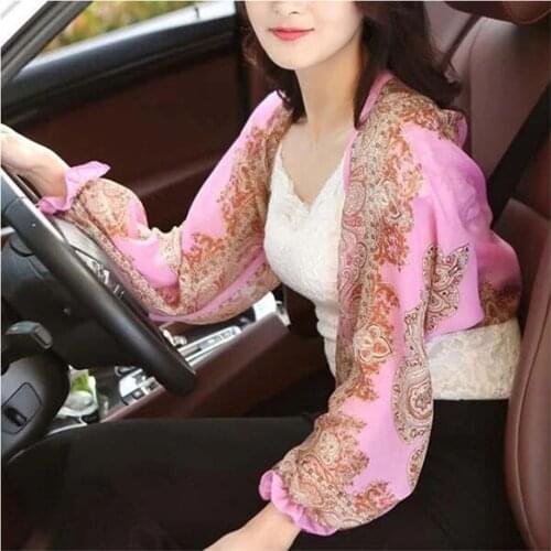 UV-proof Sleeve Shawl Breathable Sunproof Printed Women Sleeve Shawl for Oudtoor Riding Driving E7