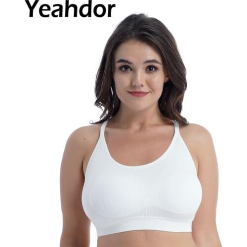 Big Size Women Sports Bras Top Tank Vest U Neck Spaghetti Straps Cross at Rear Removable Breast Pads Gym Yoga Bra Underwear