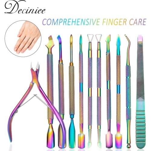 2/3/4/5pcs Stainless Steel Nail Cuticle Pushers Tweezer Nail Art Files Set UV Gel Polish Remover Manicure Care Nail Tools Set