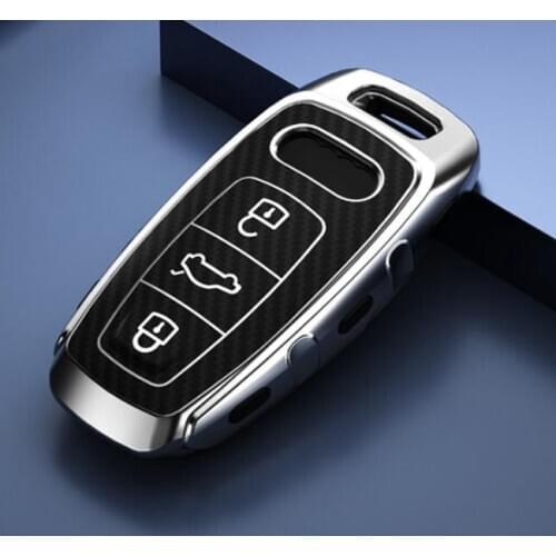 Car TPU Carbon Fiber Key Holder For Audi A6L A7 A8 Q8 2018 2019 Auto Key Bag Key Case For Car