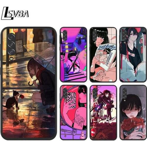Anime Neon Color Art Girl for Samsung Galaxy A90 A80 A70S A60 A50 A40 A30 A20 A10E A2 A3 Core Phone Case