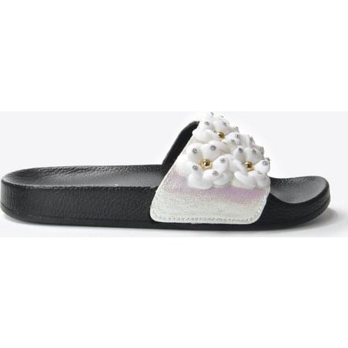 White Elegant Flower Pattern Lady Slipper