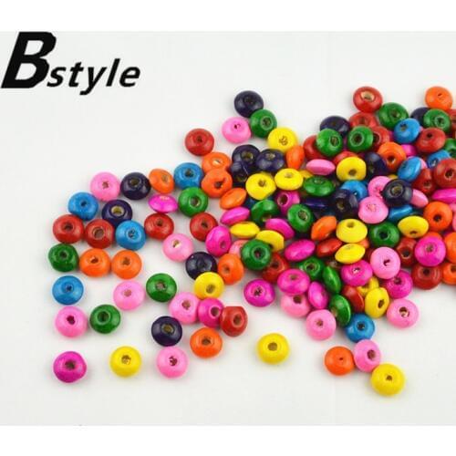 Free Shipping 500pcs wooden beads Spacer beads 10*5mm mixed color Wheel shape