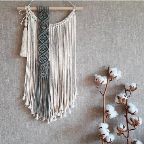 Boho Beige Wall Hanging Tapestry Macrame Decor For Living Room Bed Room Ornaments Modern European Home Indoor Tapestry