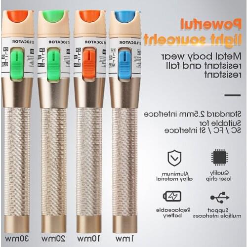 COMPTYCO high-quality 30km/20km/10km/5km Red light source fiber tester pen visual fault locator compliant st fc sc Connector