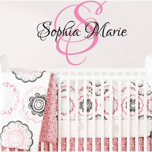 Girls Room Decoration Custom Initial Letter Wall Decals Monogram Names Vinyl Wall Sticker Personalized Any Text Murals AZ648