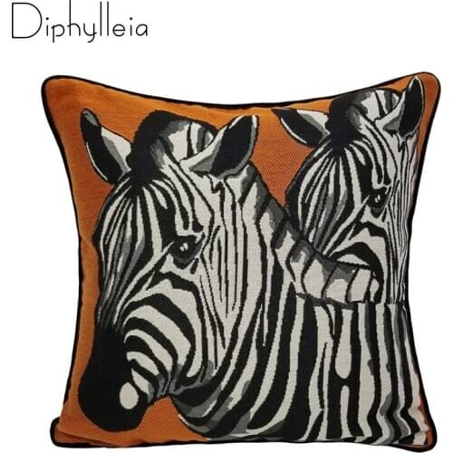 Diphylleia Modern Luxury Cushion Cover Orange Zebra Jacquard High Density Embroidery Living Room Sofa Pillowcase Free Shipping