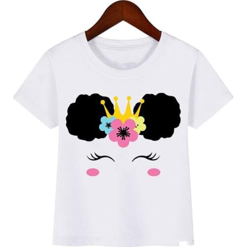Feed me donuts tell me i'm cute little melanin princess print graphic tees black girl t-shirt top kids teens childrens clothes