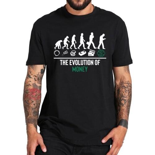 Swissborg CHSB The Evolution of Money T Shirt Crypto Coin T-Shirt Soft Basic High Quality 100% Cotton Tee Tops