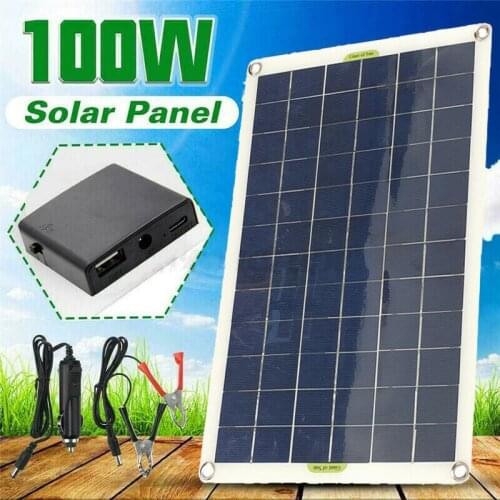 100 W Solar Panel Charger Kit+100A Controller Portable Camping Power Supply Charger Panel for Boat Motorhome Hiking Accessories