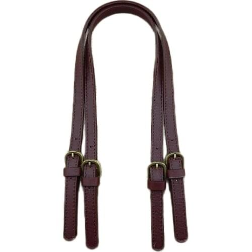 1Pair Leather Handles Durable Shoulder Bags Detachable Belt Handle DIY Handmade Replacement Handbag Adjustable Strap Wine Red