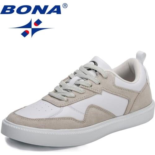 BONA 2021 New Designers Classics Fashion Brand Vulcanized Shoes Men Lace-up Casual Shoes Man Light Sneakers Mansculino Comfort