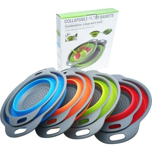 Kitchen Collapsible Colander Silicone Colander Strainer Water Filter Basket with Handles for Draining Pasta,Vegetable,Fruit
