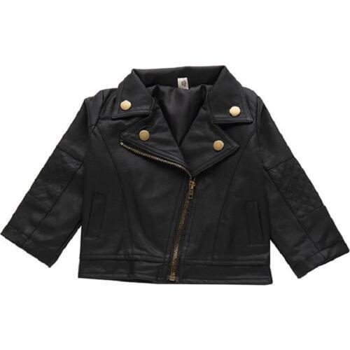 Girls Pu Zipper Jackets Cool Jacket for Girl 12M - 6 Years Baby Boys Kids Leather Coat Windbreaker Clothing Childrens Outerwear