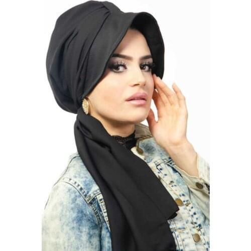 Muslim women crumpled hijab scarf soft solid cotton head ScarvesTurban shawls and wraps hijab femme musulman kopftuch