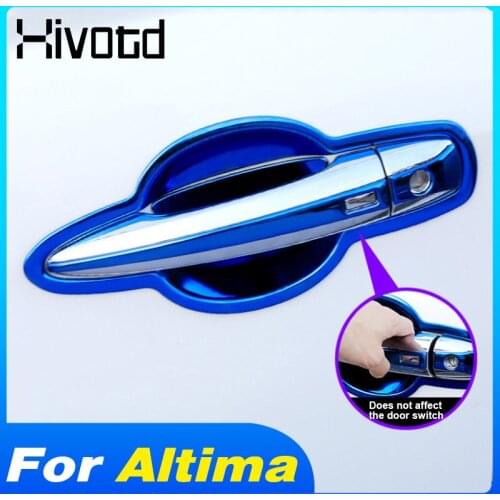 Hivotd Car Door Handle Bowl Trim Cover Non-slip Sticking Exterior Car Decoration Styling Accessories For Nissan Altima 2019-2021
