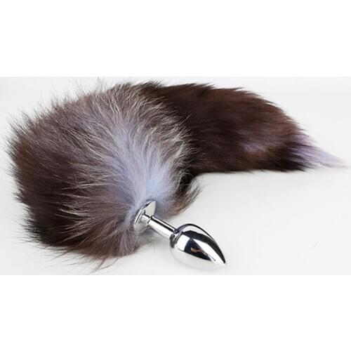 Real Silver Fox tails anal plug for sex role play 40cm anal tails