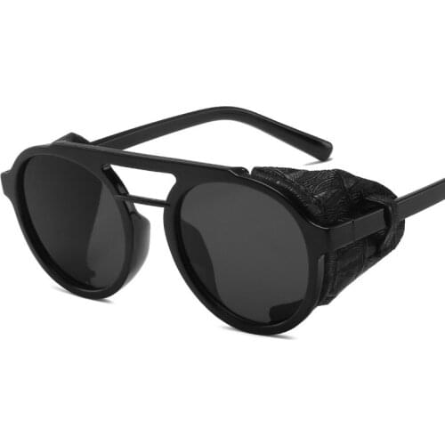 New round frame double beam European and American hip hop sunglasses fashion big frame sunglasses steampunk sunglasses