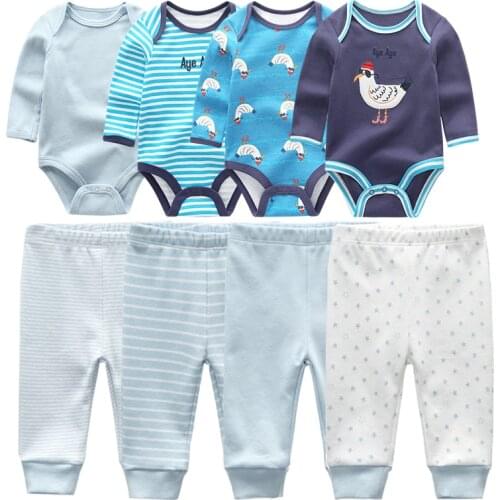 2021 Baby clothing set boy Rompers 8pcs Sets Cotton suits pant Newborn girls clothes