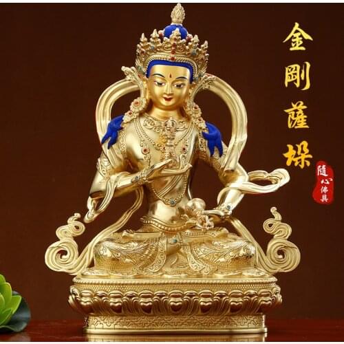 Wholesale Buddhist supplies High grade gilding gold Vajrasattva Omnipotent Buddha statue HOME family effective protection good