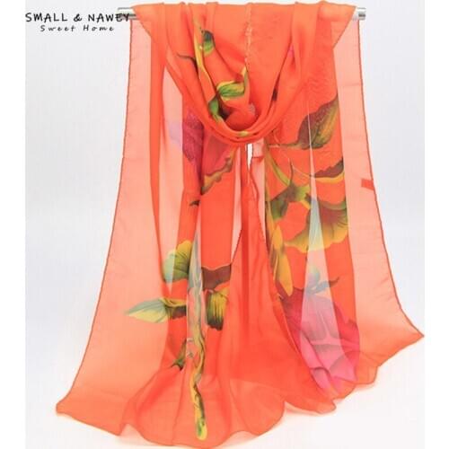 50*160CM spring and summer new high-end chiffon ladies rose silk scarf sunscreen shawl beach towel