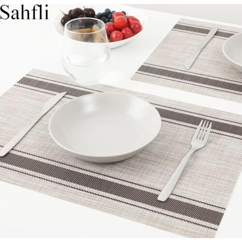 Simplicity Strips Placemat Kitchen Table Mats PVC Placemats for Dinning Tables Thermal Insulation Non-slip Mats Bowl Cup Coaster