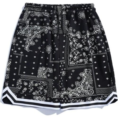 Dropshipping Fashion Hip Hop Men Shorts 2021 Summer Print High Waist Black Casual Sportswear Board Shorts for Men Women