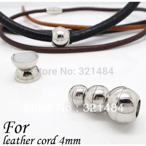 Rhodium Plated 100piece/lot End Caps For Leather Cord 4mm Round Jewelry Magnetic Clasps 8mm