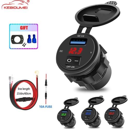 QC3.0 USB Charger Socket Power Outlet with LED Indicator Light Waterproof 12V-24V Charging Ports With ON-OFF Switch For Truck