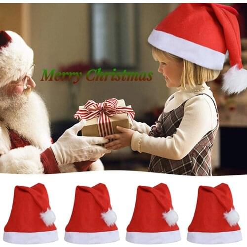 Vacclo Christmas Party Supplies Christmas Non-Woven Fabric Santa Claus Hat Xmas Santa Hats for Adult Christmas Party Supplies