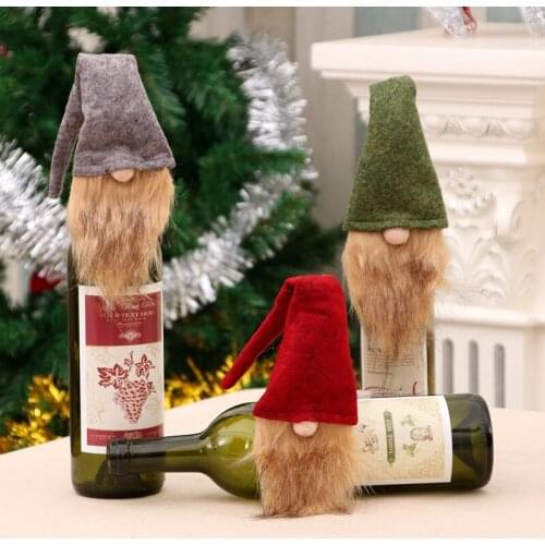Christmas decorations bottle sleeve Santa Claus snowman red faceless doll bottle sleeve wine bag gift bag livingroom decor