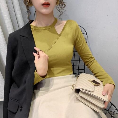 Sexy Off The Shoulder WomenS Tops T Shirt O-neck Cotton Women T-Shirt Long Sleeve Poleras Mujer Top Tee Shirt Femme Tshirts