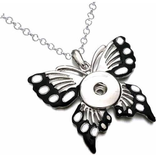Interchangeable Butterfly Ginger 287 Snap Button Pendant Necklace Jewelry Fit 18mm Snap Button Charm jewelry For Women Gift
